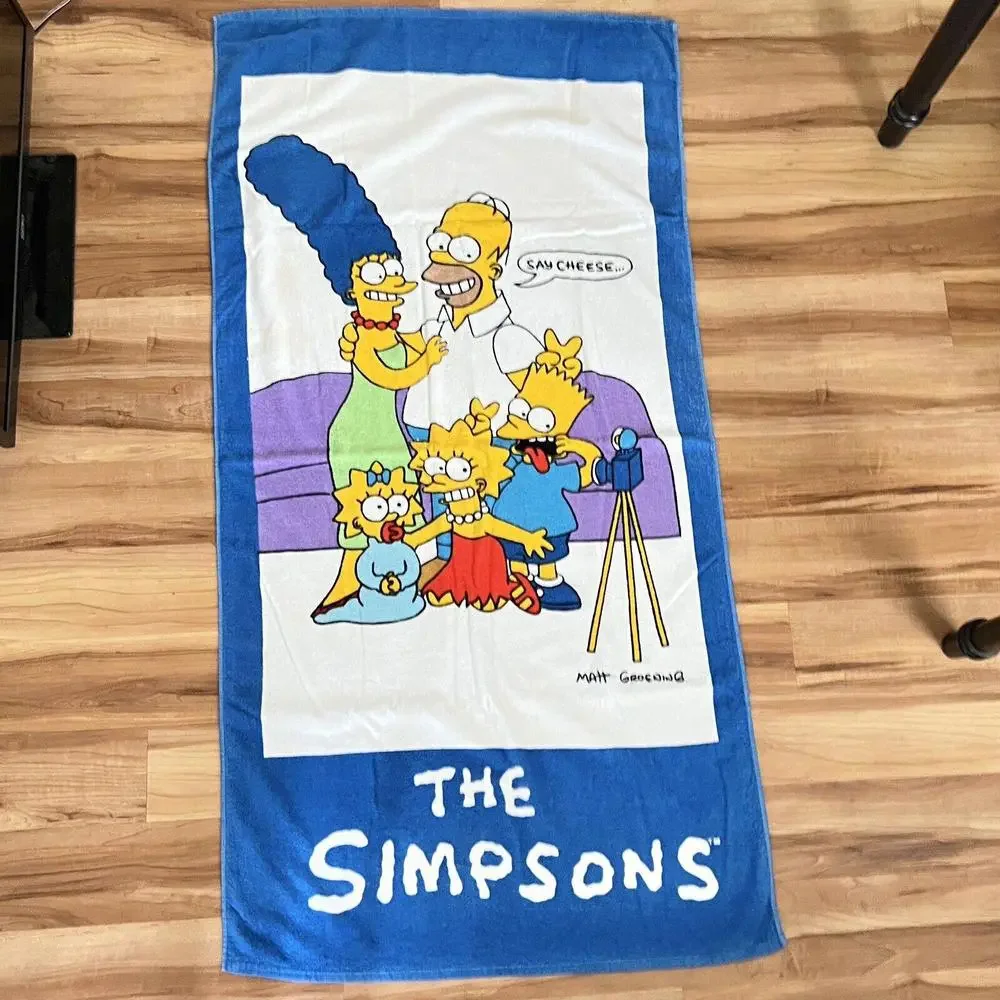 Vintage The Simpsons Beach Towel Say Cheese Family Cartoon 90s Tag 1990 30